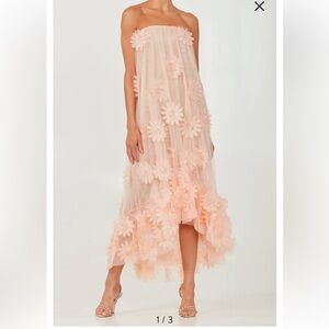 Strapless Pink Floral Dress